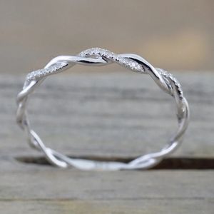 New Silver Diamond Twisted Eternity Ring